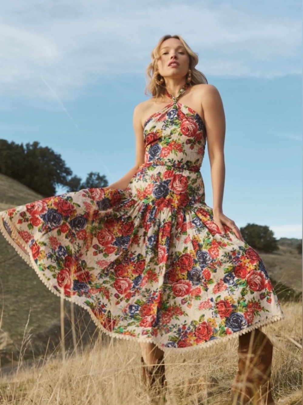 Eddy Krystal gorgeous floral midi dress S cotton